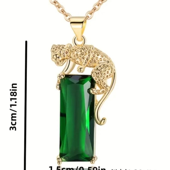 WOMEN'S LEOPARD CRYSTAL NECKLACE - Picture 5 of 5